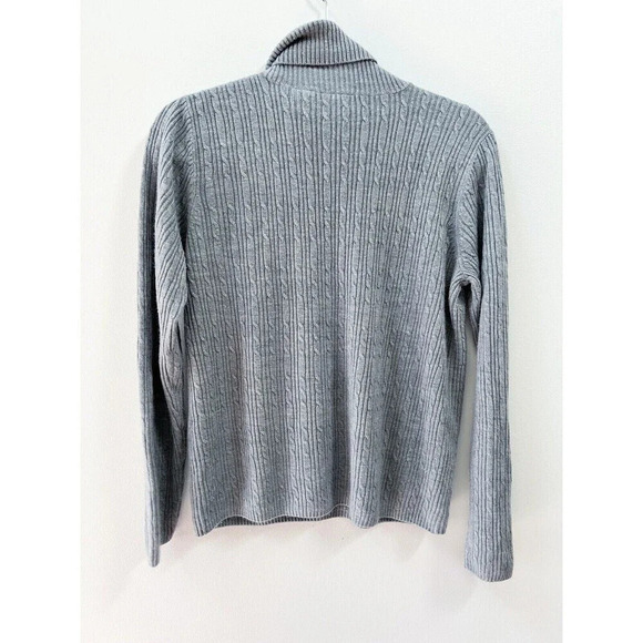 Kim Rogers Cashmalon Gray Cable Knit Sweater Turtleneck Womens Medium - Picture 2 of 7